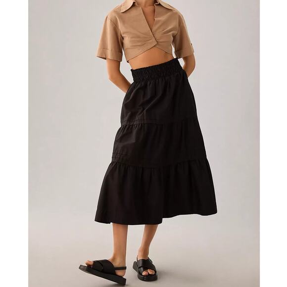 Anthropologie Maeve The Somerset Maxi Skirt Black - Picture 11 of 11